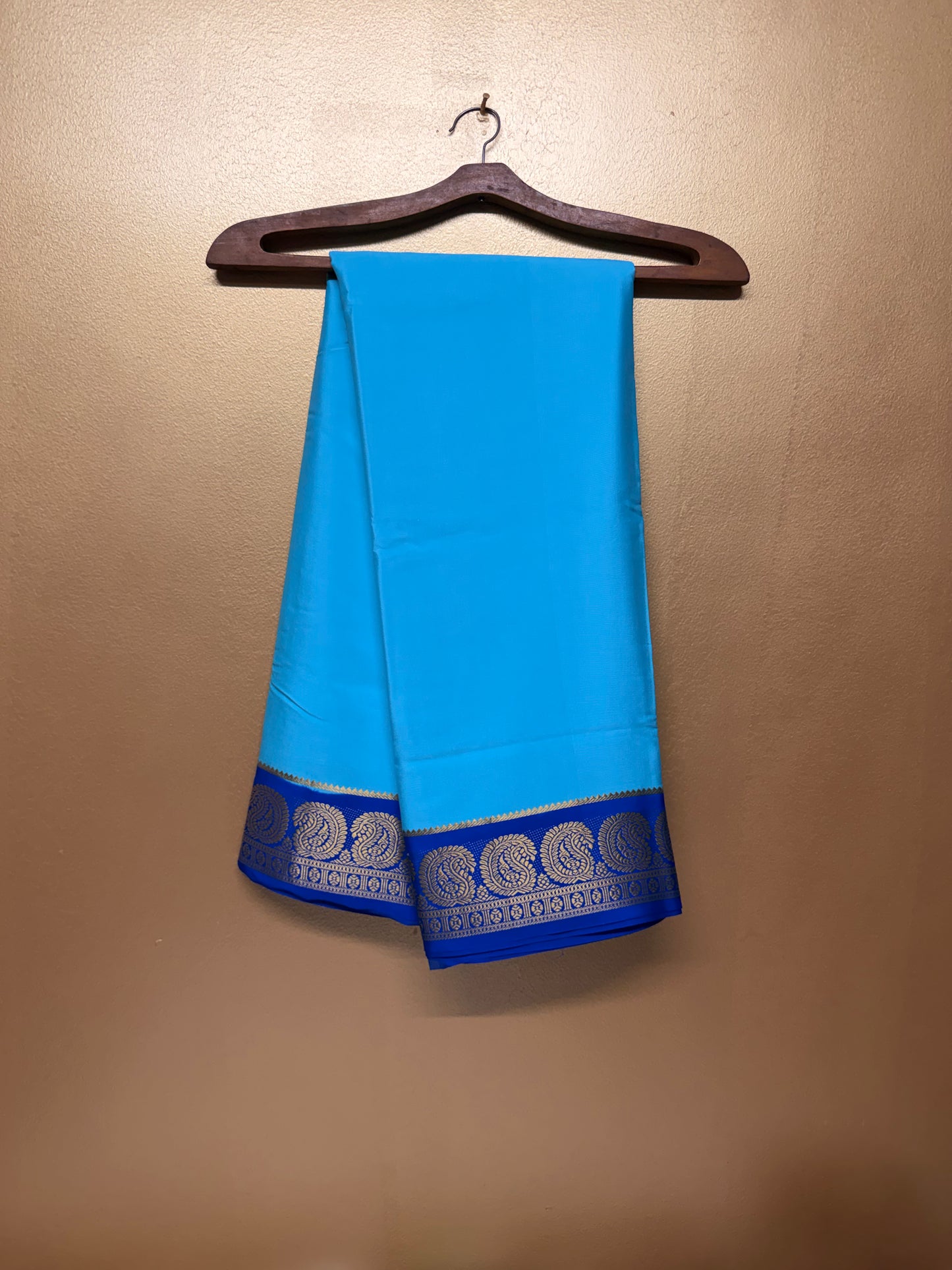 Aqua Neel — Light Turquoise Blue Silk Saree with Navy Zari Border