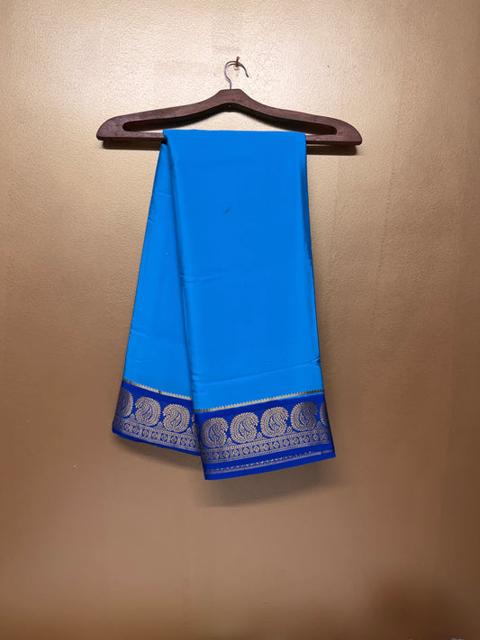 Neelima — Light Turquoise Blue Silk Saree with Navy Blue Zari Border