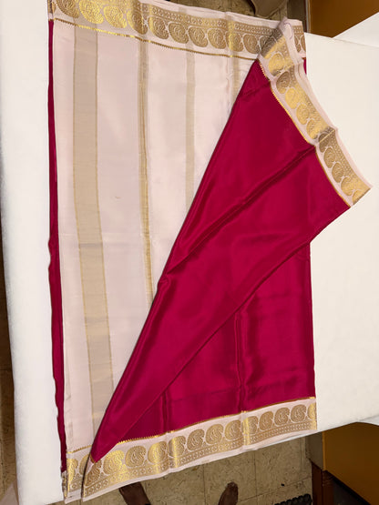 Aruna — Deep Ruby Red Silk Saree with Antique Gold Zari Border