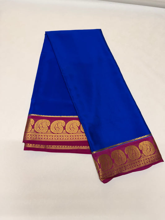 Neelambari — Royal Blue Silk Saree with Maroon Zari Border