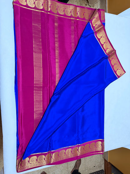 Neelambari — Royal Blue Silk Saree with Maroon Zari Border
