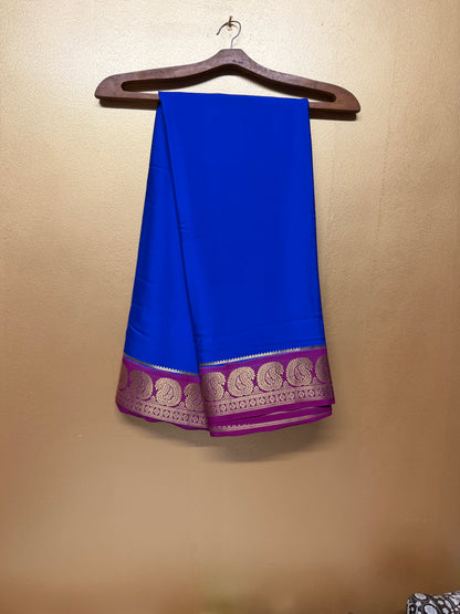 Neelambari — Royal Blue Silk Saree with Maroon Zari Border