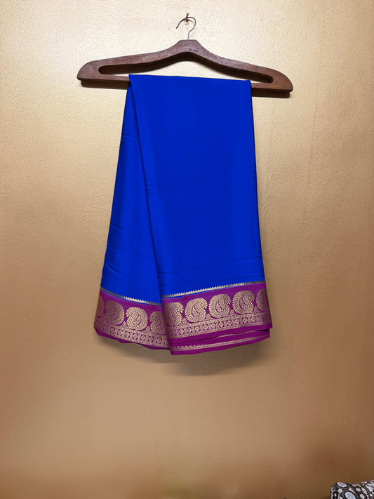 Neelambari — Royal Blue Silk Saree with Maroon Zari Border