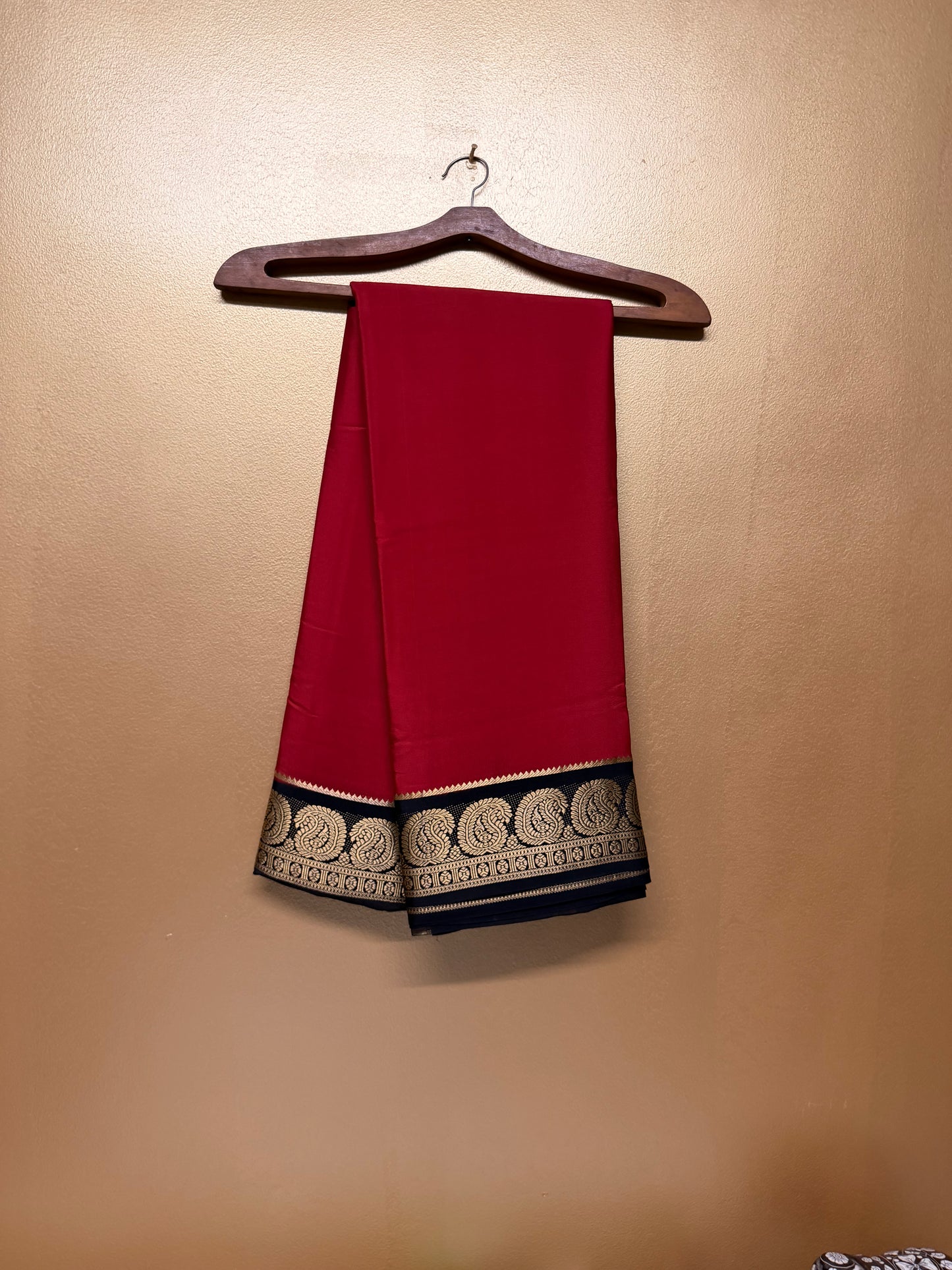 Raktakshi — Vermilion Red Silk Saree with Black Zari Border