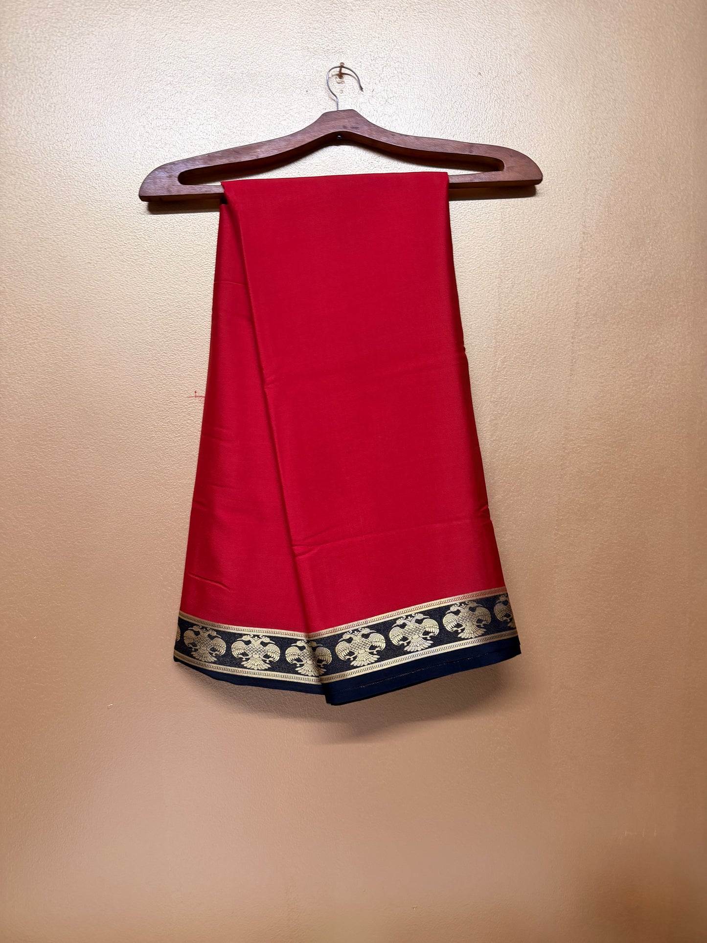 Raktika — Vermilion Red Silk Saree with Black Gandaberunda Zari Border