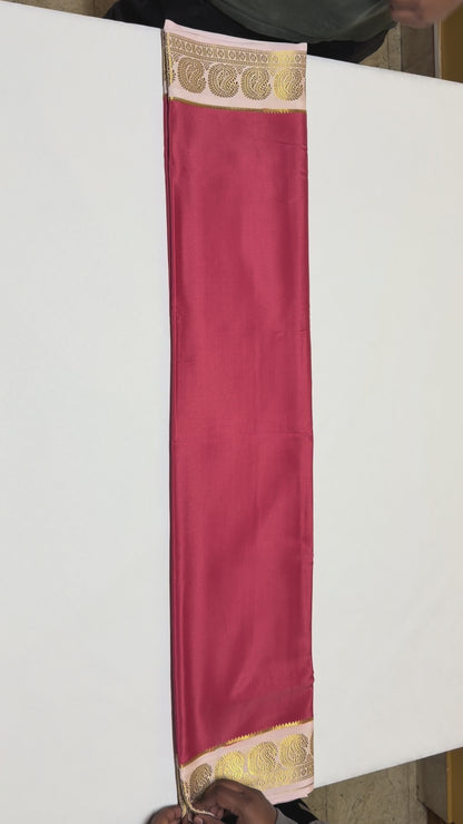 Aruna — Vermilion Red Silk Saree with Antique Gold Zari Border