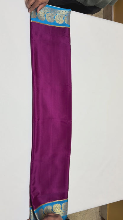 Raktima — Deep Magenta Silk Saree with Turquoise Blue Zari Border
