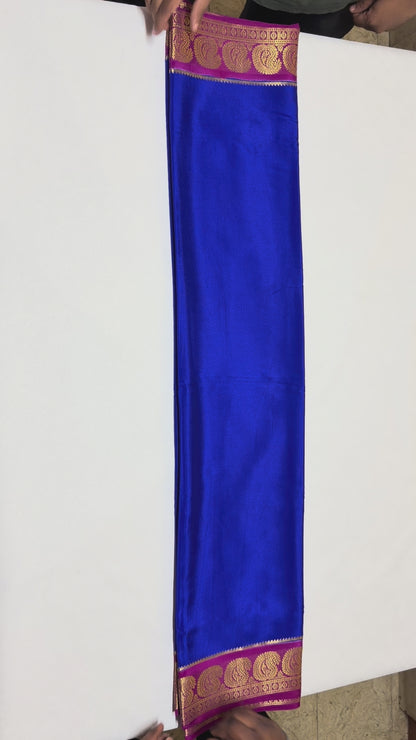 Neelambari — Royal Blue Silk Saree with Maroon Zari Border