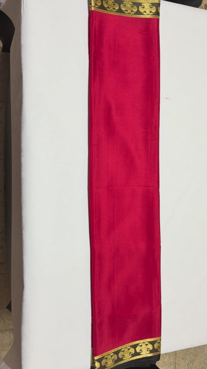 Raktika — Vermilion Red Silk Saree with Black Gandaberunda Zari Border