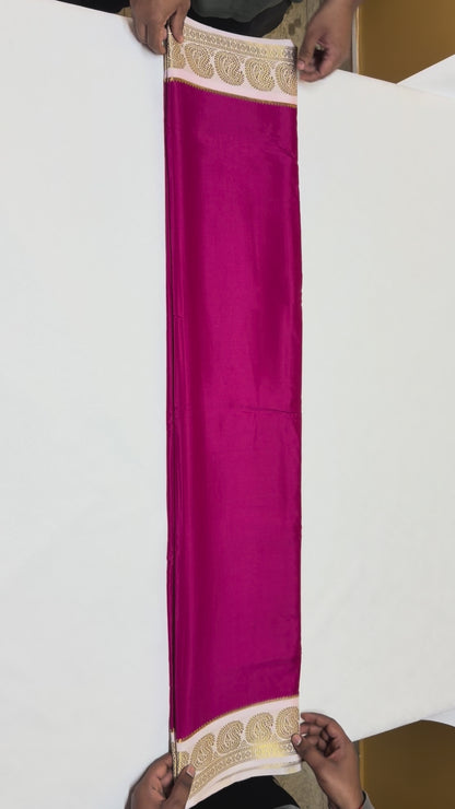 Aruna — Deep Ruby Red Silk Saree with Antique Gold Zari Border