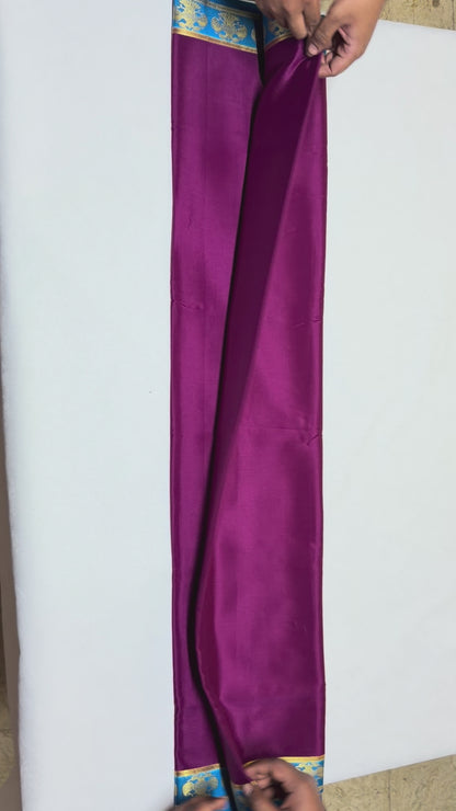 Raktavalli — Deep Wine Silk Saree with Royal Blue & Gold Gandaberunda Border