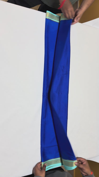 Neelanjali — Royal Blue Silk Saree with Turquoise & Gold Big Piping Border